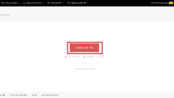 Tải tài liệu cần nén lên