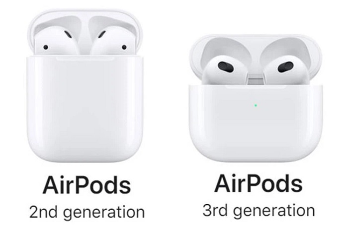 Hộp sạc AirPods 2 cao hơn AirPods 3