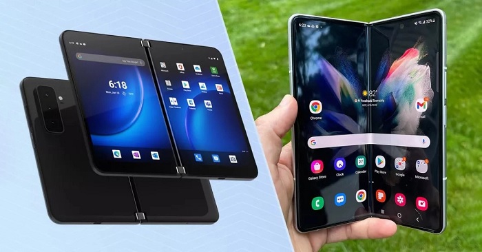 Surface Duo 2 (trái) – Galaxy Z Fold3 5G (phải)