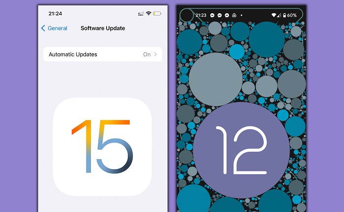 So sánh giao diện iOS 15 và Android 12