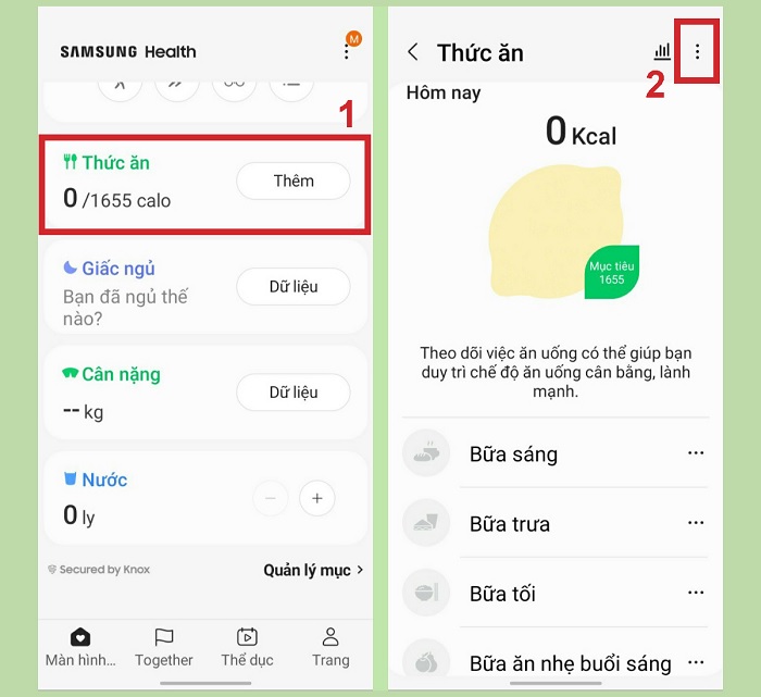 Theo dõi lượng thức ăn và calo