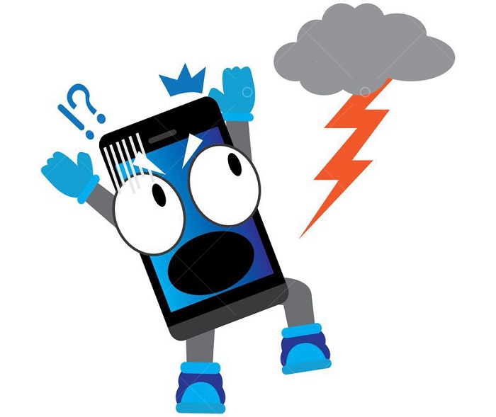 Không sử dụng điện thoại dưới trời mưa