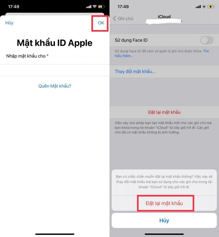 Xác thực thao tác bằng cách nhập ID Apple