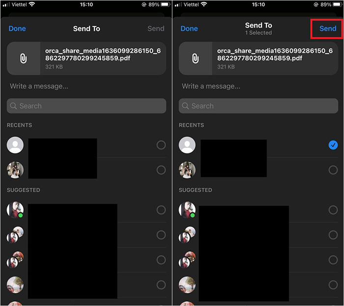 Chọn người muốn gửi