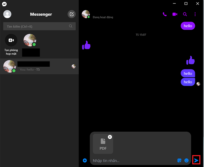 Nhấn vào biểu tượng mũi tên nằm ngang và Enter