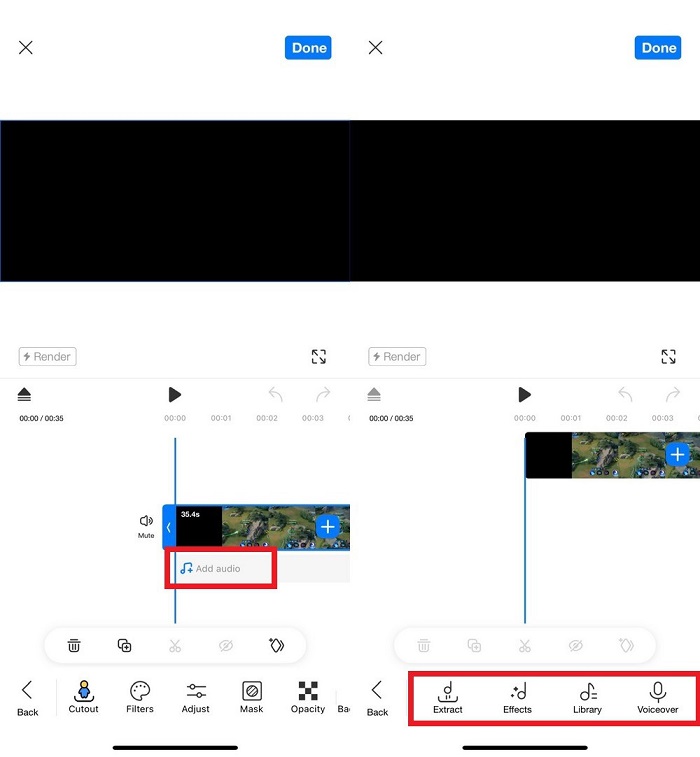 Mở project lên và kéo thanh Timeline cho thật khớp với đoạn muốn thêm nhạc