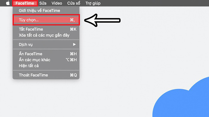 Chọn mục tùy chọn trên FaceTime