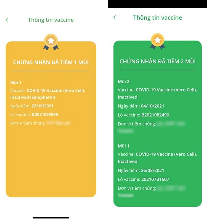 Chứng nhận tiêm vaccine