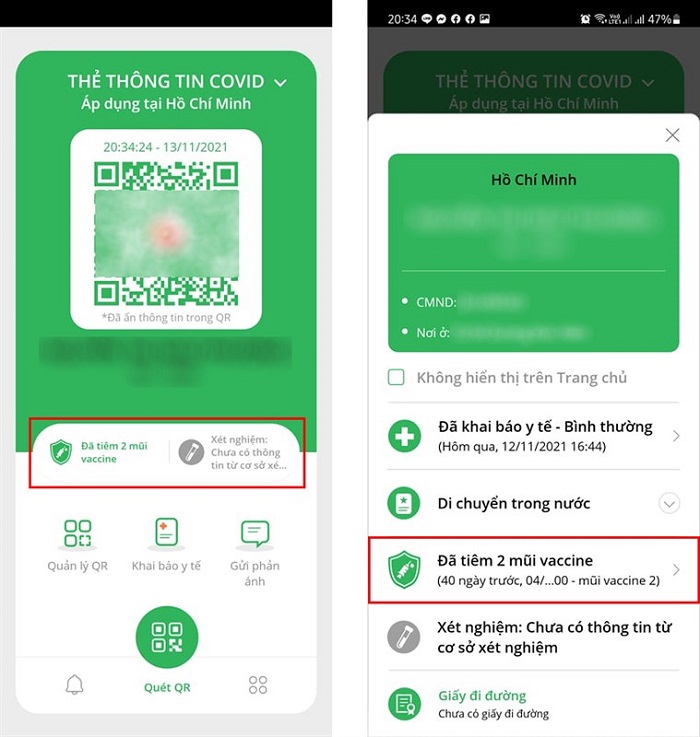 Vào tiêm vaccine để xem chứng nhận