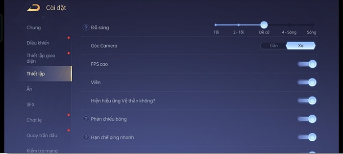 Cài đặt đồ họa game Liên Quân khi test pin OPPO A55
