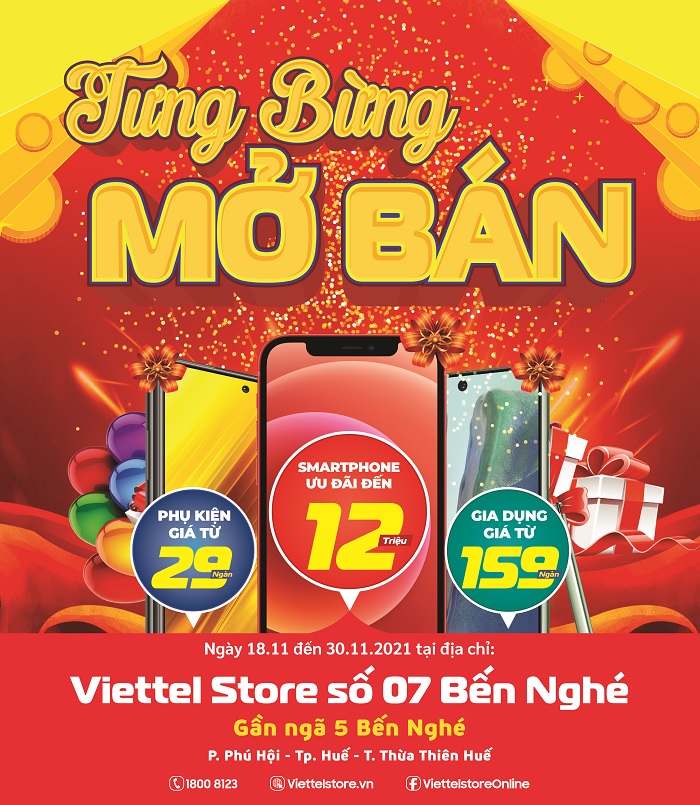 Tưng bừng mở bán siêu thị mới tại TP. Huế - Smartphone giảm đến 12 triệu, phụ kiện giá từ 29K, gia dụng giá từ 159K