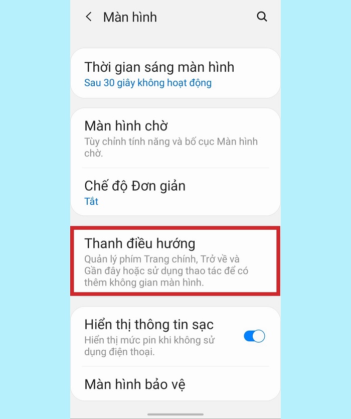 thay đổi thanh điều hướng trên điện thoại Samsung