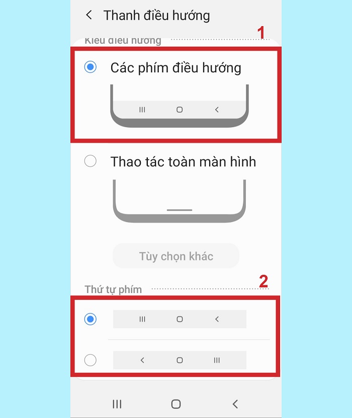 thay đổi thanh điều hướng trên điện thoại Samsung