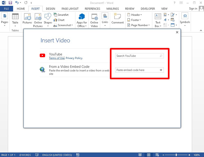 Chèn video từ YouTube hoặc website khác
