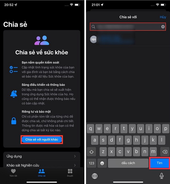 Nhập thông tin người mà mình muốn chia sẻ