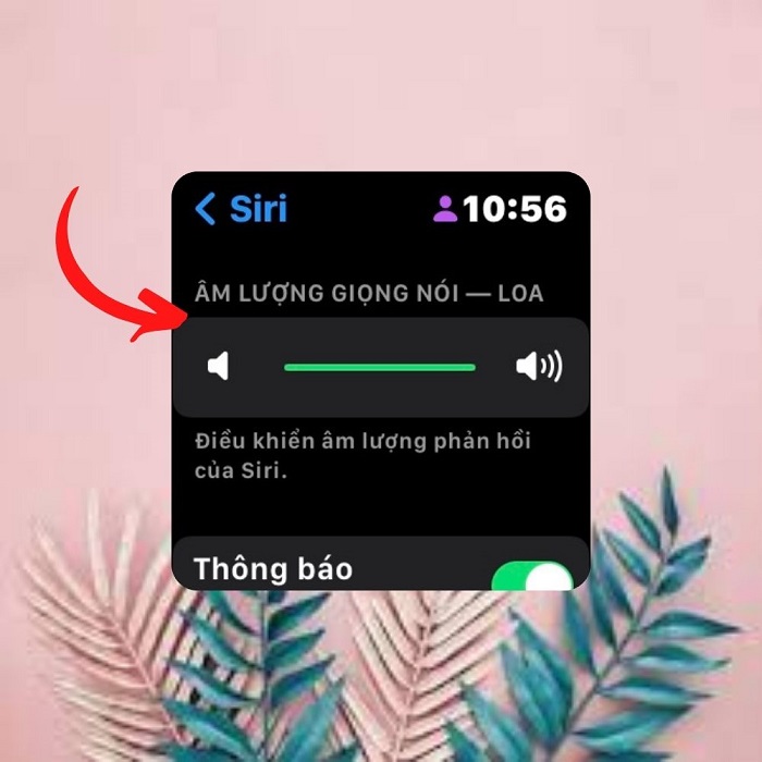 Tại mục Âm lượng giọng nói - Loa, nhấn vào thanh trượt âm lượng để tăng giảm âm lượng của Siri