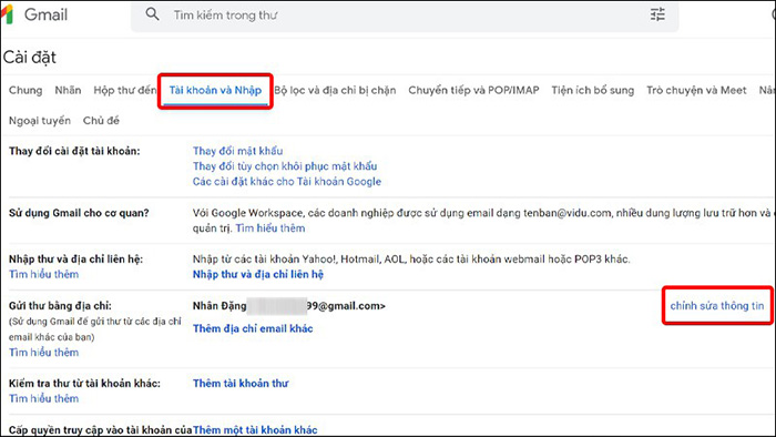 Chỉnh sửa thông tin