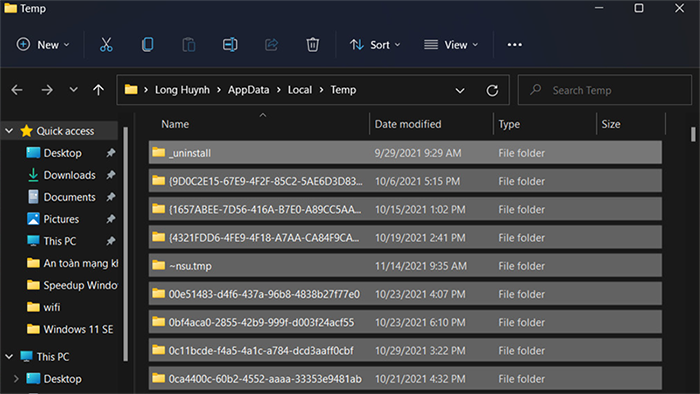 Xóa toàn bộ file