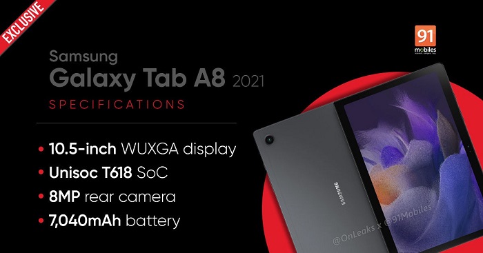 Thông số kỹ thuật Galaxy Tab A8 2021