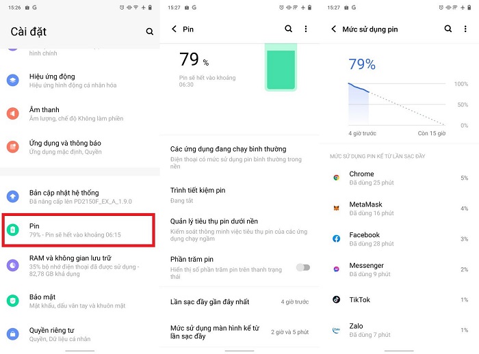 Quản lý pin trên Vivo V23e