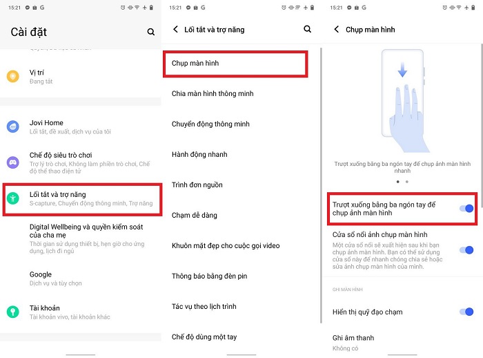 Kích hoạt chụp màn hình