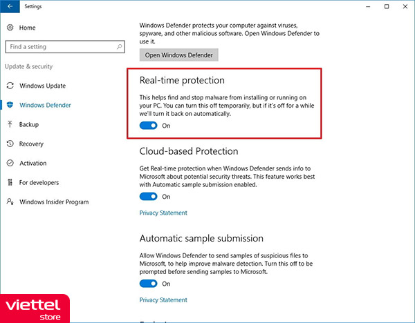 Vô hiệu hóa tạm thời Windows Defender Firewall