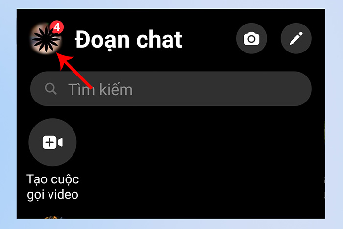 Chọn biểu tượng Avatar ở góc trái màn hình