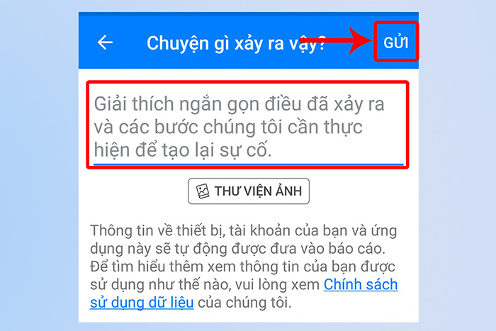 Nhập nội dung và nhấn gửi