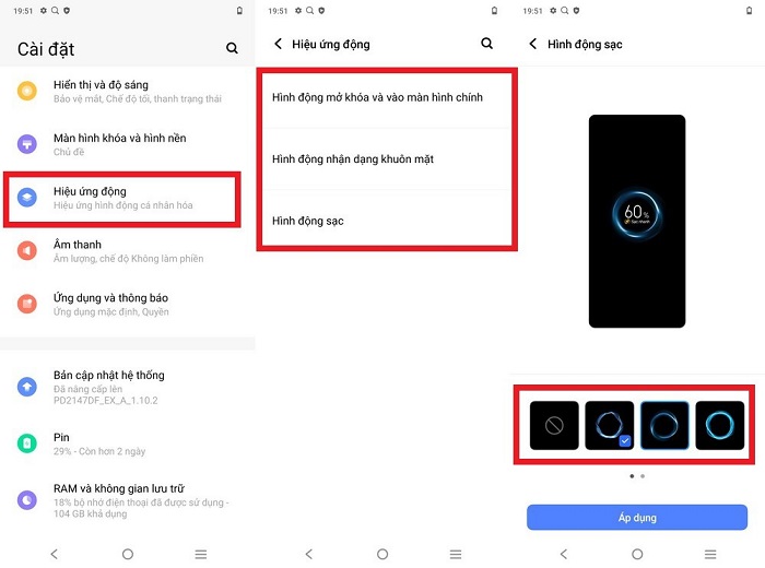 Kích hoạt hiệu ứng động