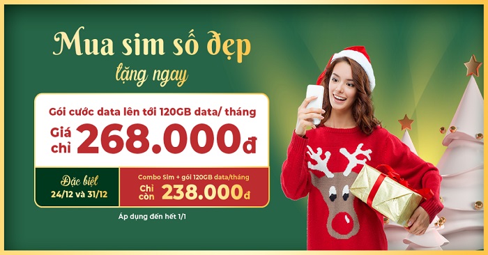 Mua SIM số đẹp tặng ngay gói cước Data lên tới 120GB/tháng trị giá 268.000đ