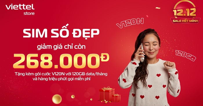 SIM số đẹp giảm giá chỉ còn 268.000đ tặng kèm gói cước V120N