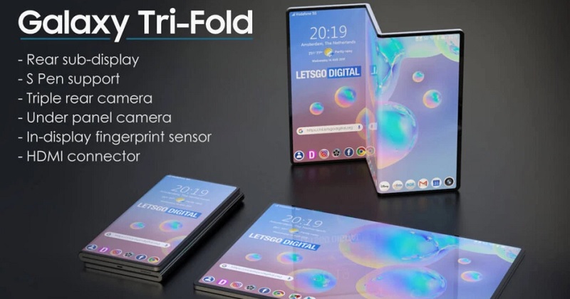 Rò rỉ bằng sáng chế smartphone màn hình gập 3 của Samsung