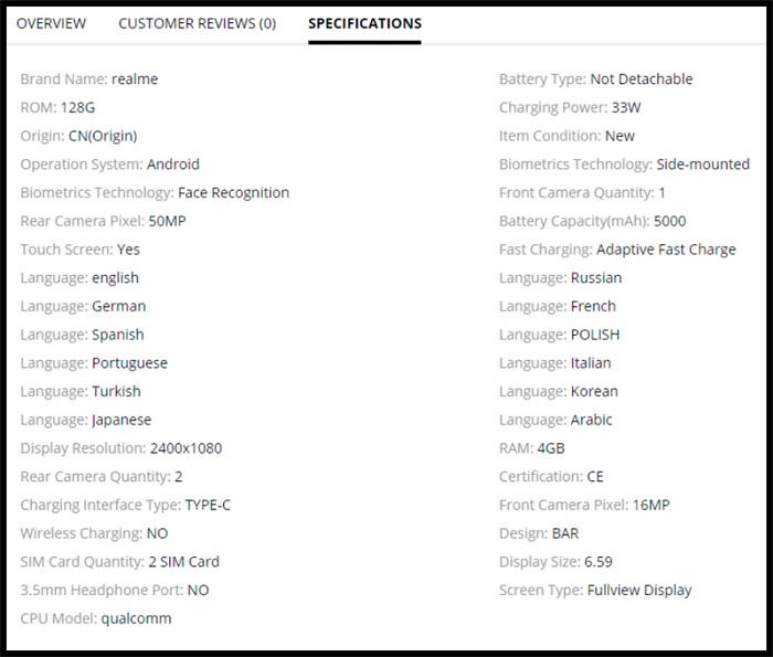 Cấu hình Realme 9i được tiết lộ