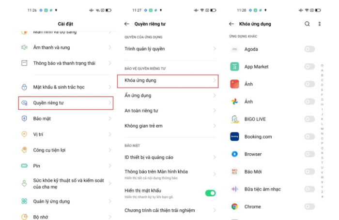 Khóa ứng dụng đảm bảo quyền riêng tư cho người dùng