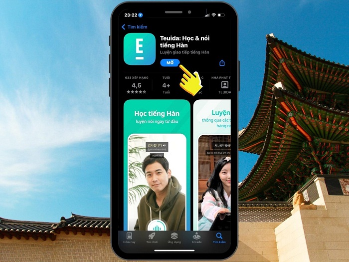 Nhấn nút Mở để khởi động ứng dụng