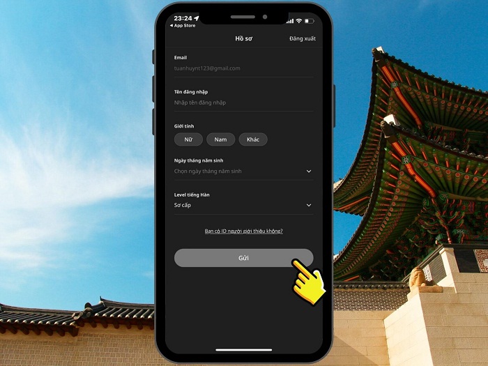 Điền đầy đủ thông tin Hồ sơ và nhấn nút Gửi