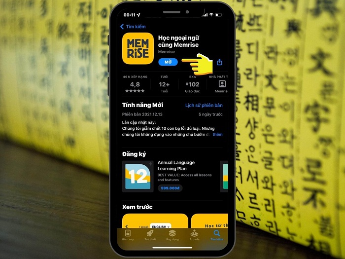 Nhấn nút Mở để khởi động ứng dụng