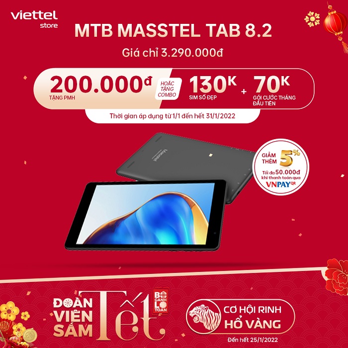 Mua Masstel Tab 8.2 cơ hội nhân Hổ vàng tài lộc