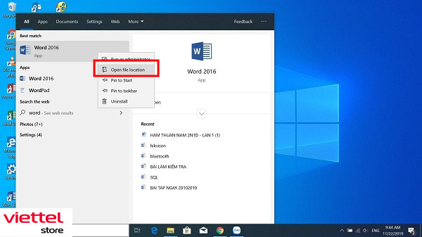 Cách đưa icon ứng dụng ra màn hình Desktop Win 10