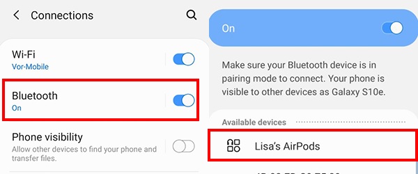 Cách kết nối AirPods với Samsung