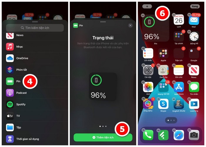 Thêm tiện ích ra màn hình chính