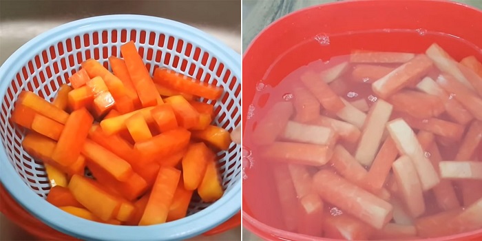 Ngâm đu đủ với nước vôi trong