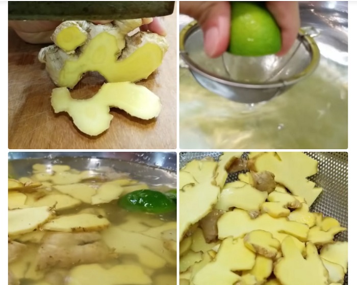 Ngâm gừng và rửa sạch lại 1 lần nữa