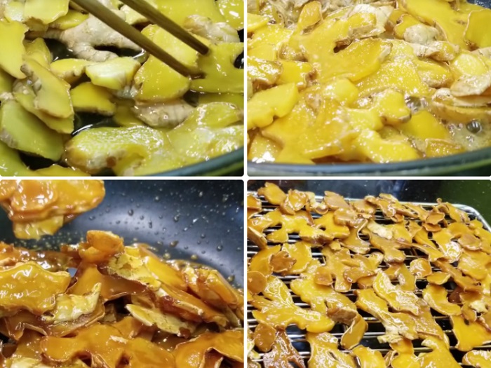 Đem mứt gừng đi hong