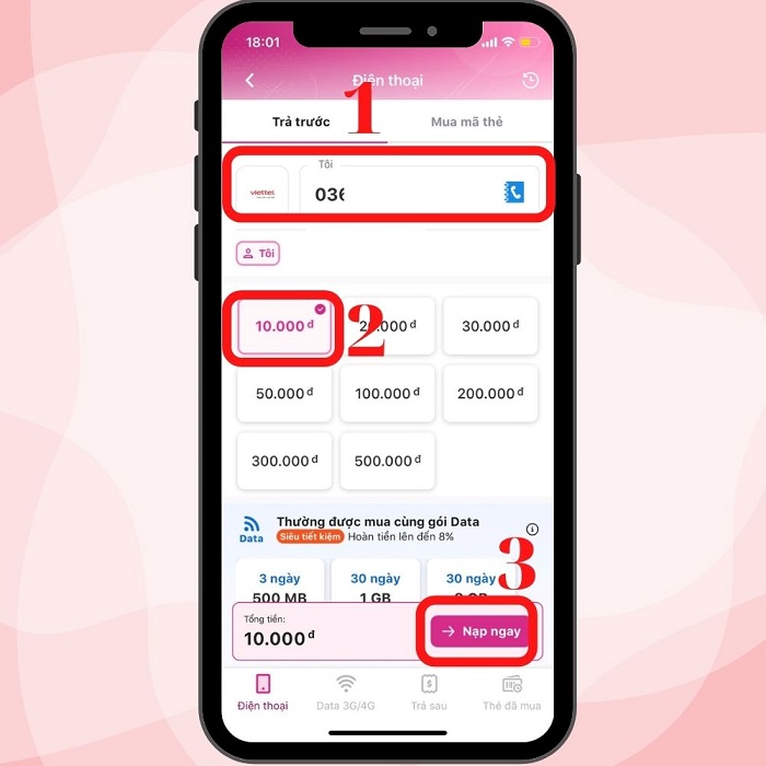 Cách nạp thẻ Viettel vào điện thoại