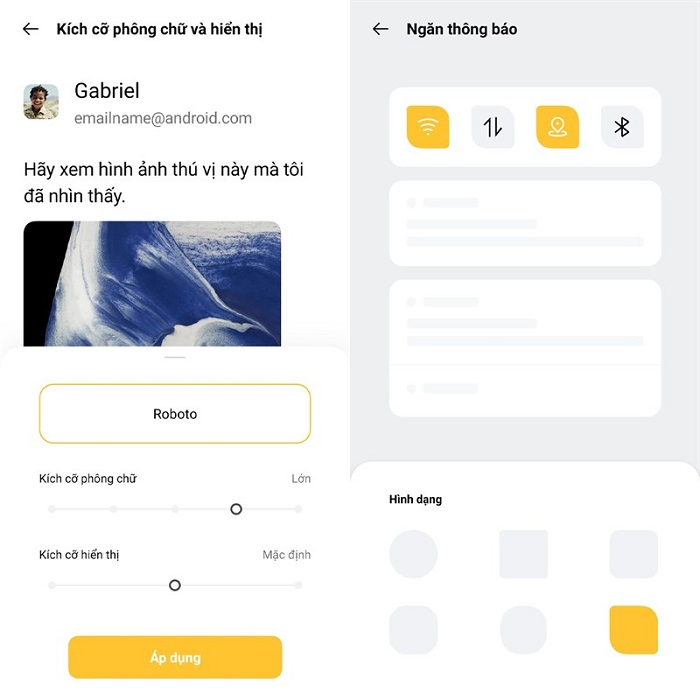 Thay đổi phông chữ, kích thước và kiểu ngăn thông báo
