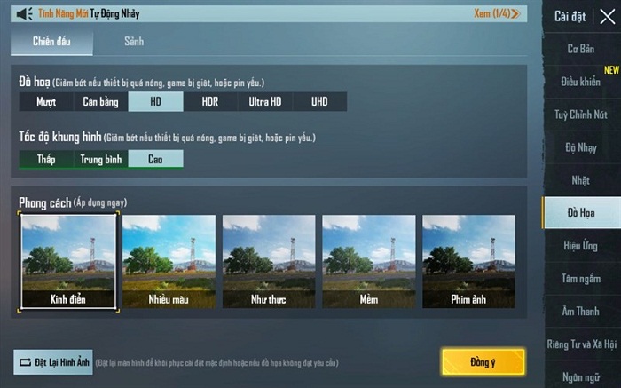 Thiết lập đồ họa game PUBG Mobile trên Galaxy Tab A8