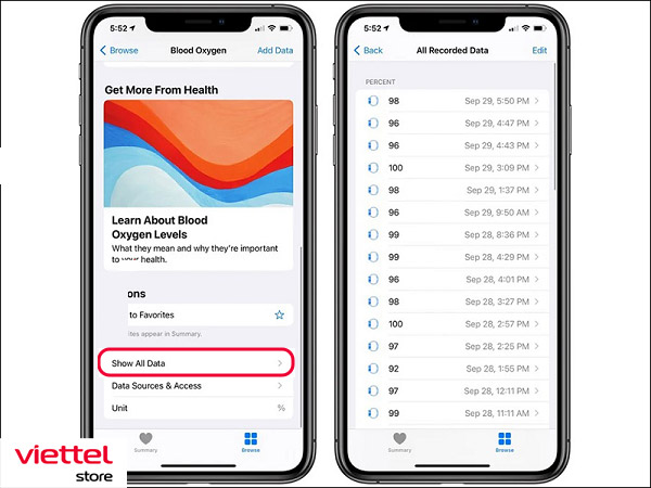 Theo dõi lịch sử đo Oxy trong máu trên iPhone (1)