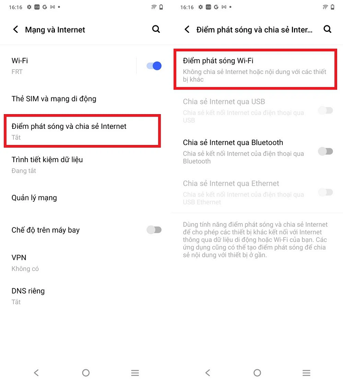 Bật chia sẻ dữ liệu