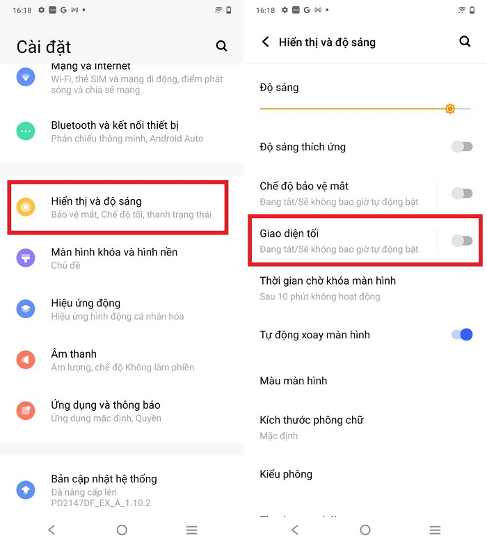 Tính năng Chế độ tối
